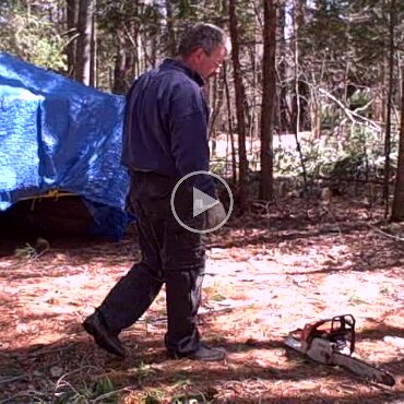 Zoe films me with chainsaw